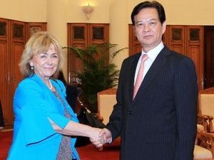 Thủ tướng Nguyễn Tấn Dũng tiếp Bà Beatrice Ask, Bộ trưởng Bộ Tư pháp Thụy Điển đang ở thăm và làm việc tại Việt Nam. (Ảnh: TTXVN).