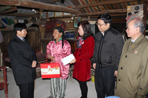 Lãnh đạo huyện Lạc Thủy, Ban Dân vận Tỉnh ủy và Hội Chữ thập đỏ tỉnh thăm hỏi, trao quà tết cho hộ nghèo thuộc xã Đồng Tâm.

