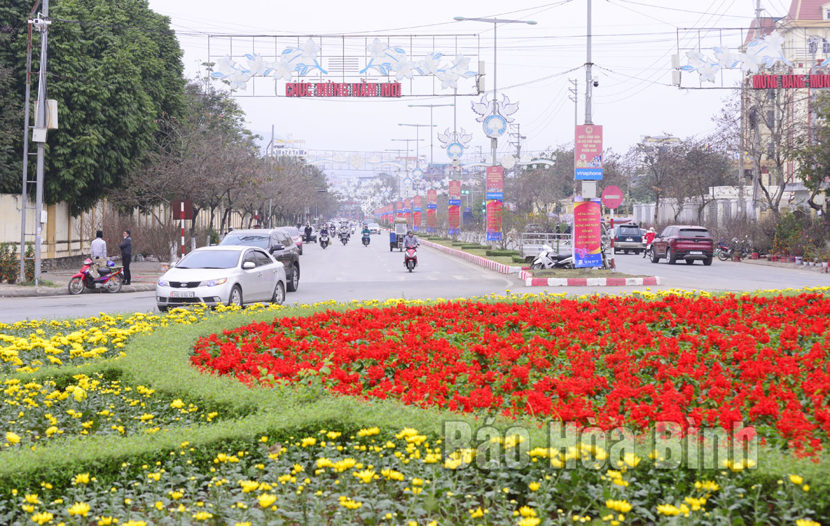 Những con đường rực rỡ hoa ở thành phố Hòa Bình