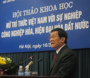 Đồng chí Trương Tấn Sang phát biểu tại Hội thảo
