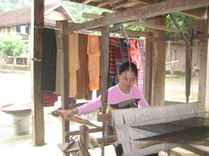 Gia đình chị Hà Thị Ngọ xóm Văn, thị trấn Mai Châu bảo tồn, giữ gìn nghề dệt thổ cẩm truyền thống của người Thái.

