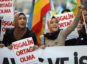 Biểu tình tại TP I-xtan-bun, Thổ Nhĩ Kỳ, phản đối sự can thiệp của phương tây vào Li-bi
