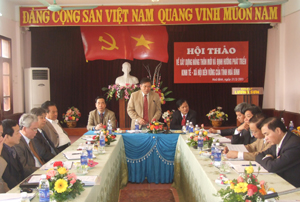 Đồng chí Hoàng Việt Cường, Bí thư Tỉnh ủy,  Chủ tịch HĐND tỉnh tổng kết hội thảo.
