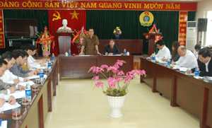 Đồng chí Phó Bí thư Thường trực tỉnh uỷ phát biểu kết luận buổi làm việc với LĐLĐ tỉnh.