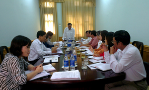 Đồng chí Hoàng Việt Cường, Bí thư Tỉnh ủy phát biểu kết luận buổi làm việc.