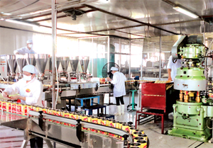 Nhà máy cháo sen Bát Bảo Minh Trung (khu công nghiệp Lương Sơn) đầu tư dây chuyền hiện đại nâng cao hiệu quả sản xuất, tăng thu nhập cho người lao động và đóng góp cho ngân sách Nhà nước. (Ảnh V.H).
