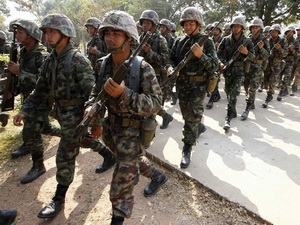 Quân đội Thái Lan tại biên giới.