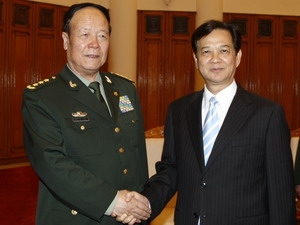 Thủ tướng Nguyễn Tấn Dũng tiếp Thượng tướng Quách Bá Hùng, Phó Chủ tịch Quân ủy Trung ương Trung Quốc