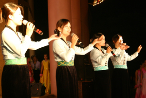 Đoàn nghệ thuật dân gian các dân tộc Hòa Bình biểu diễn nhiều tiết mục văn nghệ mang đậm chất dân ca Thái trong các chương trình nghệ thuât.