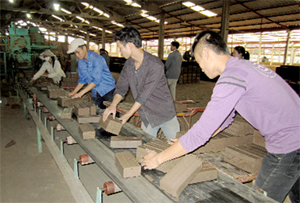 Công ty TNHH?sản xuất vật liệu xây dựng Trường Sơn tại xã Yên Mông (TPHB) đầu tư phát triển sản xuất, đảm bảo nộp NSNN, tạo việc làm cho khoảng 40 lao động với thu nhập bình quân 3 triệu đồng /người/tháng.                          
(ảnh: Cẩm Lệ)