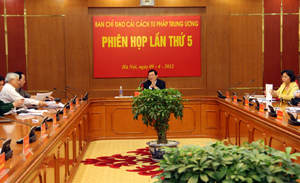 Chủ tịch nước Trương Tấn Sang, Trưởng ban Chỉ đạo Cải cách tư pháp Trung ương, chủ trì Phiên họp thứ 5 của Ban Chỉ đạo.