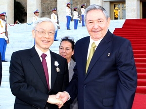 Bí thư thứ nhất Raul castro Ruz với Tổng Bí thư Nguyễn Phú Trọng.