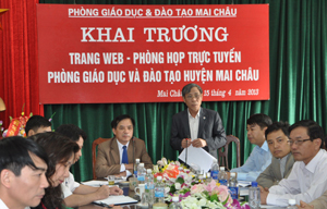 Đ/c Nguyễn Minh Thành, Giám đốc Sở GD&ĐT phát biểu tại lễ khai trương.