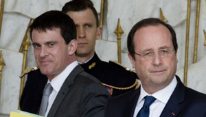 Tổng thống Pháp Francois Hollande (bên phải) và ông Manuel Valls (bên trái), Thủ tướng vừa được bổ nhiệm.