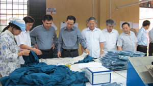 Đoàn công tác của Thường trực HĐND tỉnh kiểm tra thực tế tại Trung tâm dạy nghề huyện Lạc Thủy.