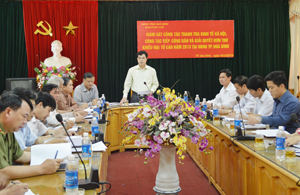 Đồng chí Hoàng Minh Tuấn, TVTU, Trưởng Ban Tổ chức Tỉnh ủy, Trưởng Ban Pháp chế (HĐND tỉnh) phát biểu chỉ đạo buổi giám sát.
