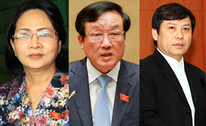 Các đồng chí: Đặng Thị Ngọc Thịnh, Nguyễn Hoà Bình và Lê Minh Trí (từ trái qua)