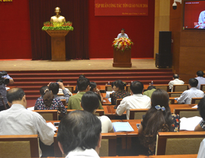 Đồng chí Trần Đăng Ninh, Phó Bí thư TT Tỉnh ủy, Trưởng Ban chỉ đạo công tác tôn giáo tỉnh phát biểu bế mạc hội nghị.

