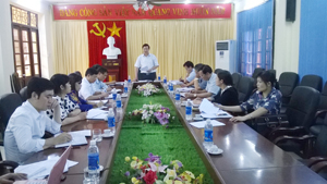 Đồng chí Bùi Văn Cửu, Phó chủ tịch TT UBND tỉnh phát biểu tại buổi làm việc.
