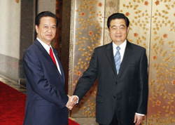 Thủ Tướng Nguyễn Tấn Dũng hội kiến với Tổng Bí Thư, Chủ tịch nước Cộng Hòa Nhân Dân Trung Hoa Hồ Cẩm Đào