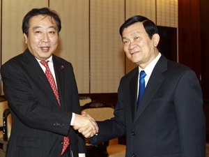 Thường trực Ban Bí thư, Trương Tấn Sang tiếp ông Yoshihiko Noda, Bộ trưởng Tài chính Nhật Bản.