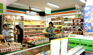 Một cửa hàng giới thiệu và bán sản phẩm của Tổng Công ty Thương mại Hà Nội trên phố Giảng Võ.