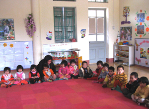 Trường Mần non Hoa Hồng (xã Thống Nhất- TPHB) luôn đảm bảo duy trì hoạt động 100% trẻ 5 tuổi trên địa bàn ra lớp.