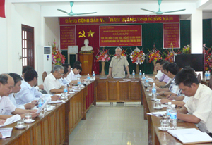 Đ/C Nguyễn Minh Quang, Chủ nhiệm UBKT Tỉnh ủy, Trưởng Ban KT-NS (HĐND tỉnh) phát biểu kết luận buổi giám sát.