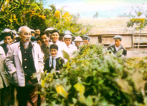 Bác Hồ về thăn quê ở Kin Liên, Nghệ An năm 1961. Ảnh TL