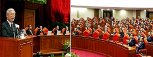 Tổng Bí thư Nguyễn Phú Trọng phát biểu ý kiến khai mạc Hội nghị. Ảnh: AN THÀNH ÐẠT 
