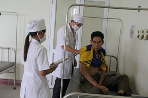 Cán bộ Bệnh viện Đa khoa Tân Lạc khám - điều trị cho bệnh nhân tham gia BHYT.

 

