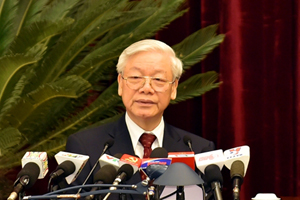 Tổng Bí thư Nguyễn Phú Trọng phát biểu khai mạc Hội nghị - ảnh: HH