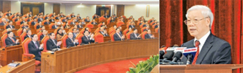 Tổng Bí thư Nguyễn Phú Trọng phát biểu bế mạc Hội nghị. Ảnh: THANH CHƯƠNG