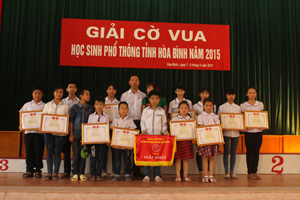 BTC trao giải nhất toàn đoàn cho phòng GD & ĐT huyện Lương Sơn.