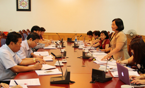 Đồng chí Nguyễn Hồng Lý, trưởng đoàn công tác kết luận tại buổi làm việc.