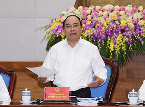 Thủ tướng Nguyễn Xuân Phúc phát biểu chỉ đạo tại phiên họp Chính phủ thường kỳ tháng 4/2016