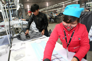 Các doanh nghiệp FDI được tạo điều kiện thuận lợi để triển khai dự án đầu tư. ảnh: Công ty May mặc Esquel Việt Nam (KCN Lương Sơn) giải quyết việc làm cho 2.800 lao động.
