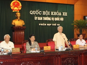 Tổng Bí thư, Chủ tịch Quốc hội Nguyễn Phú Trọng 
phát biểu khai mạc phiên họp.