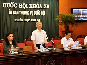 Tổng Bí thư, Chủ tịch Quốc hội Nguyễn Phú Trọng phát biểu khai mạc phiên họp. (Ảnh: Nguyễn Dân/TTXVN).