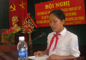 Bùi Thị Thúy Chiều, điển hình cá nhân học và làm theo tấm gương đạo đức Hồ Chí Minh.