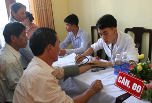 Các y, bác sỹ Bệnh viện MEDLATEC khám bệnh cho các đối tượng có công với cách mạng huyện Cao Phong.