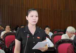 Đại biểu Quốc hội Bạch Thị Hương Thủy phát biểu ý kiến thảo luận tại hội trường.