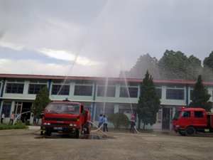 Cảnh sát PCCC&CN, CH phối hợp với Công ty may GGS Việt Nam tổ chức diễn tập phương án phòng, chống cháy nổ.