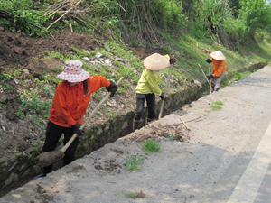 Tại tuyến quốc lộ 6, địa phận dốc Má, xã Thu Phong (Cao Phong) được thường xuyên tu sửa, vét rãnh dọc, phát quang hành lang tuyến đảm bảo an toàn giao thông mùa mưa bão.