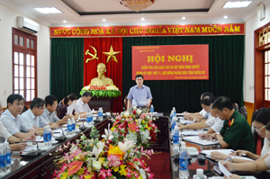 Đồng chí Hoàng Minh Tuấn, UVBTV Tỉnh ủy, Trưởng Ban Tổ chức Tỉnh ủy, Trưởng Ban Pháp chế chủ trì hội nghị.