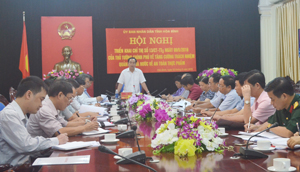 Đồng chí Nguyễn Văn Quang, Chủ tịch UBND tỉnh, Trưởng BCĐ ATTP tỉnh phát biểu chỉ đạo hội nghị.

