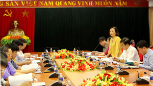 Đồng chí Trần Thị Bích Thủy, Phó Trưởng Ban Dân vận T.Ư phát biểu kết luận buổi làm việc.