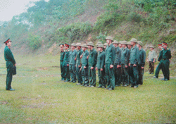 Lực lượng dân quân xã Nam Thượng thường xuyên huấn luyện đạt kết quả tốt.