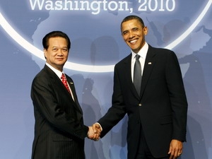 Tổng thống Mỹ Barack Obama đón tiếp Thủ tướng Nguyễn Tấn Dũng tháng 4/2010.