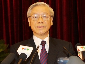 Tổng Bí thư, Chủ tịch Quốc hội Nguyễn Phú Trọng phát biểu bế mạc hội nghị.